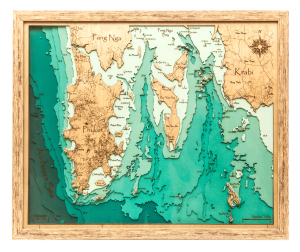 Карта деревянная многослойная "Карта о.Пхукет" на заказ